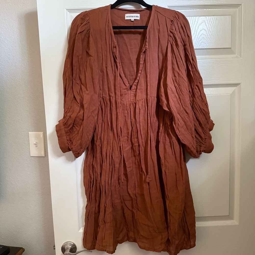 NWOT Daughters of India Kyra Mini Dress Rust Gauze Sz XL